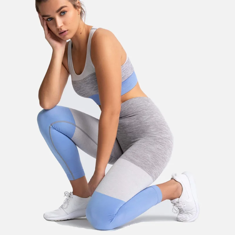 
Toplook 3 Colors Fitness Suit Women Seamless Sportswear Workout Clothes Patchwork Yoga Set Gym Clothes organic yoga clothing 