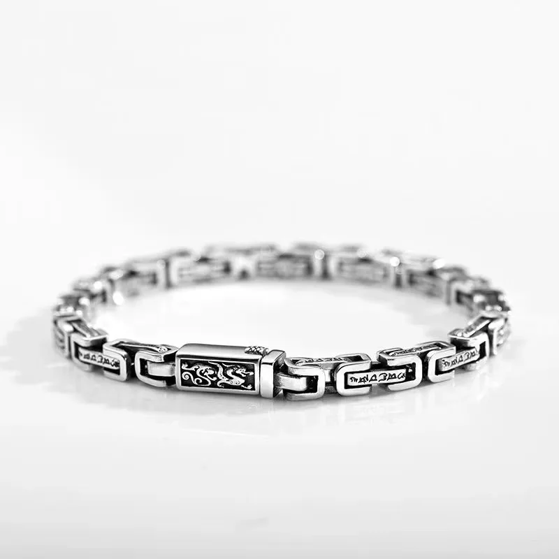 Hot Selling Trendy Thai Silver Mens Bracelet Luxury Retro Brass with Fine Hand Crafted Design for Hip Hop Fashion or Gift