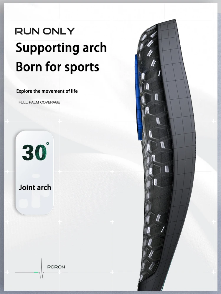 wholesale PORON GEL EVA poron memory foam insoles shock-absorbing sports insoles multiple layer shock-treated insoles MOQ 1pair