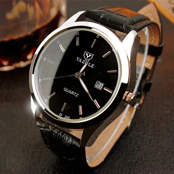 YAZOLE M 308 Men High Quality top grade Watches for business Men Leather Band Wrist Man Watch with date and Luminous