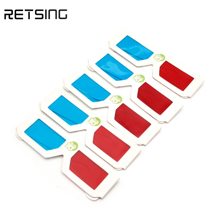 Red Blue Paper Glasses Anaglyph 3D Glasses for TV Movie DVD Game Video