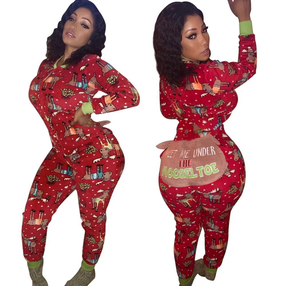 
Christmas Pajamas Loungewear Onesie Sleep Lounge Wear Set Pyjamas Women Sleepwear 
