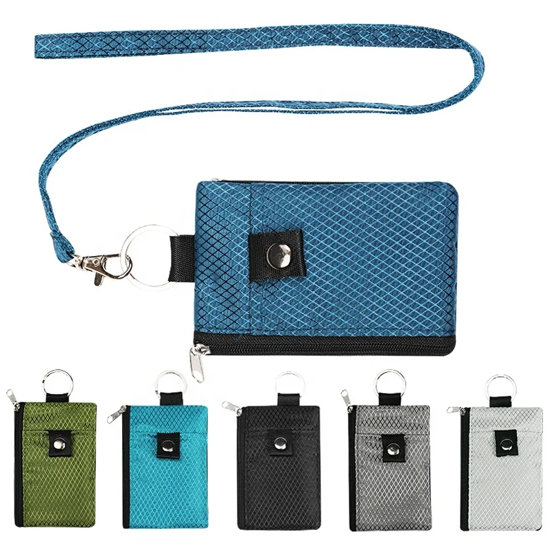 Минималистский RFID блокирующий маленький бумажник с ID окном водостойкий Чехол застежкой-молнией брелок для ключей карты