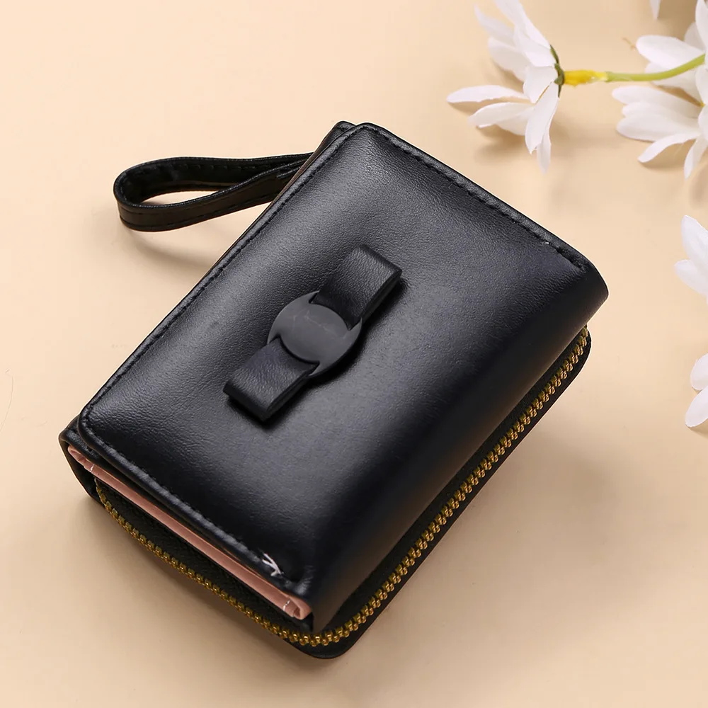 2022 New Women Wallet Short Card Holder Girl Gift Cute Simple Small Bow Zipper Coin Pocket Purse