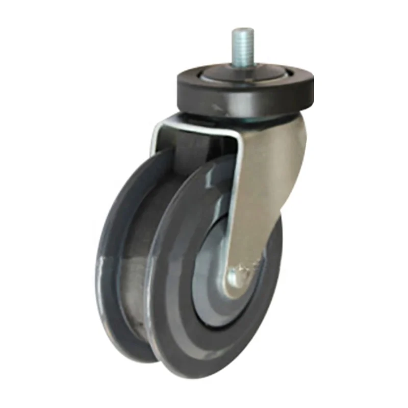 WBD supermarket shopping cart replacement escalator caster threaded stem pu swivel caster wheels
