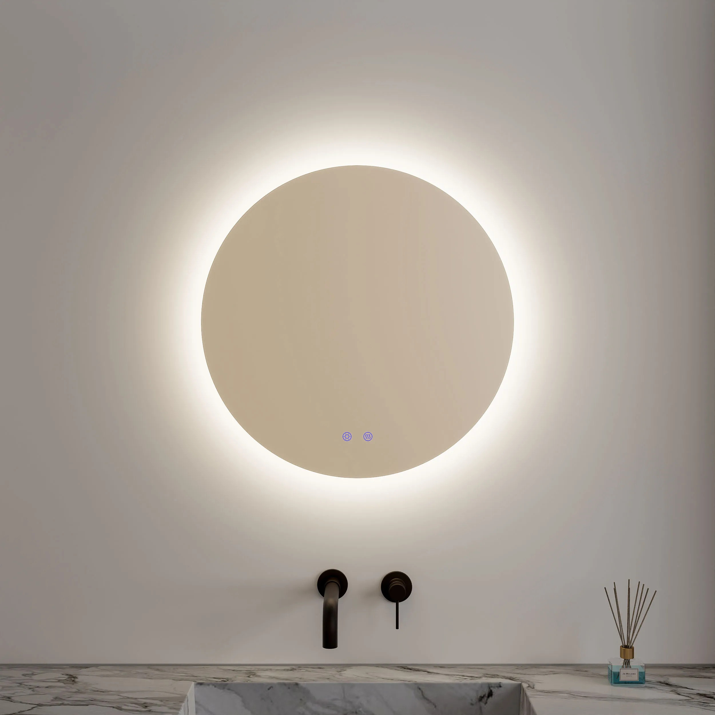 Factory Supply 3000k/4000k/6000k Adjustable Backlit Touch Frameless Lighted Anti Fog Round Bathroom Mirror With Led Lights