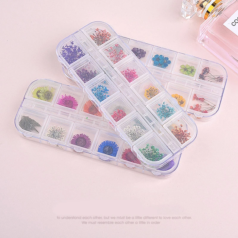 
Wholesale 12 designs 3D natural dried flowers nail art decoration Gypsophila preserved UV gel DIY manicure designs 