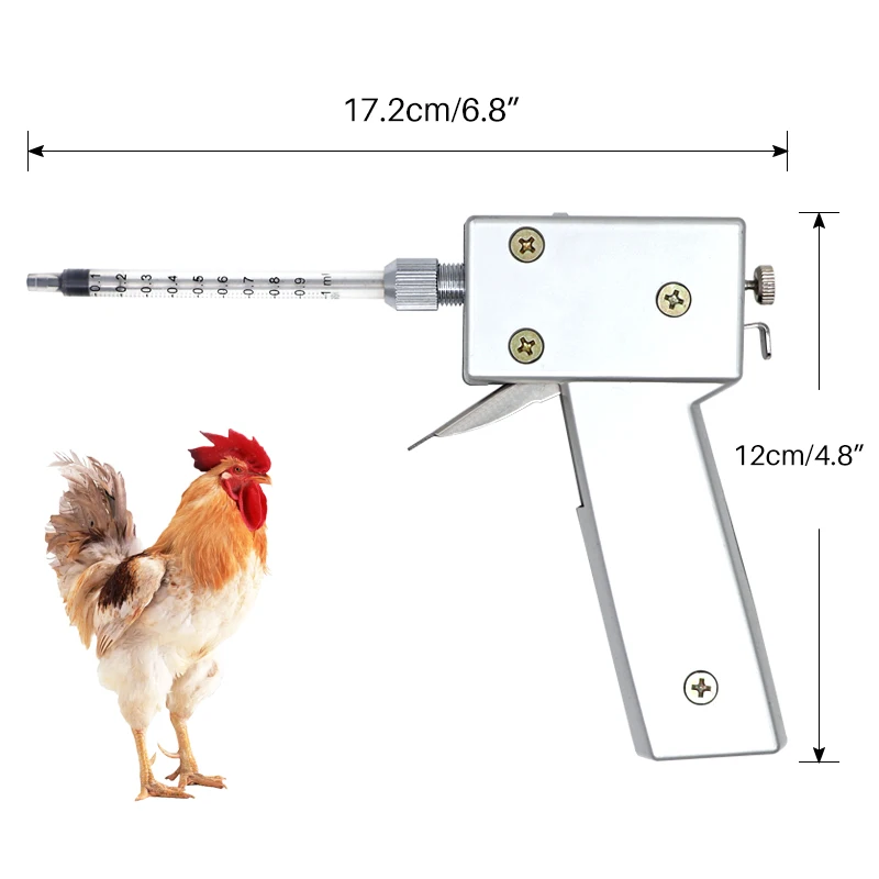 Chicken AI Syringe Semen Injector Metal Poultry Chicken Artificial Insemination Gun