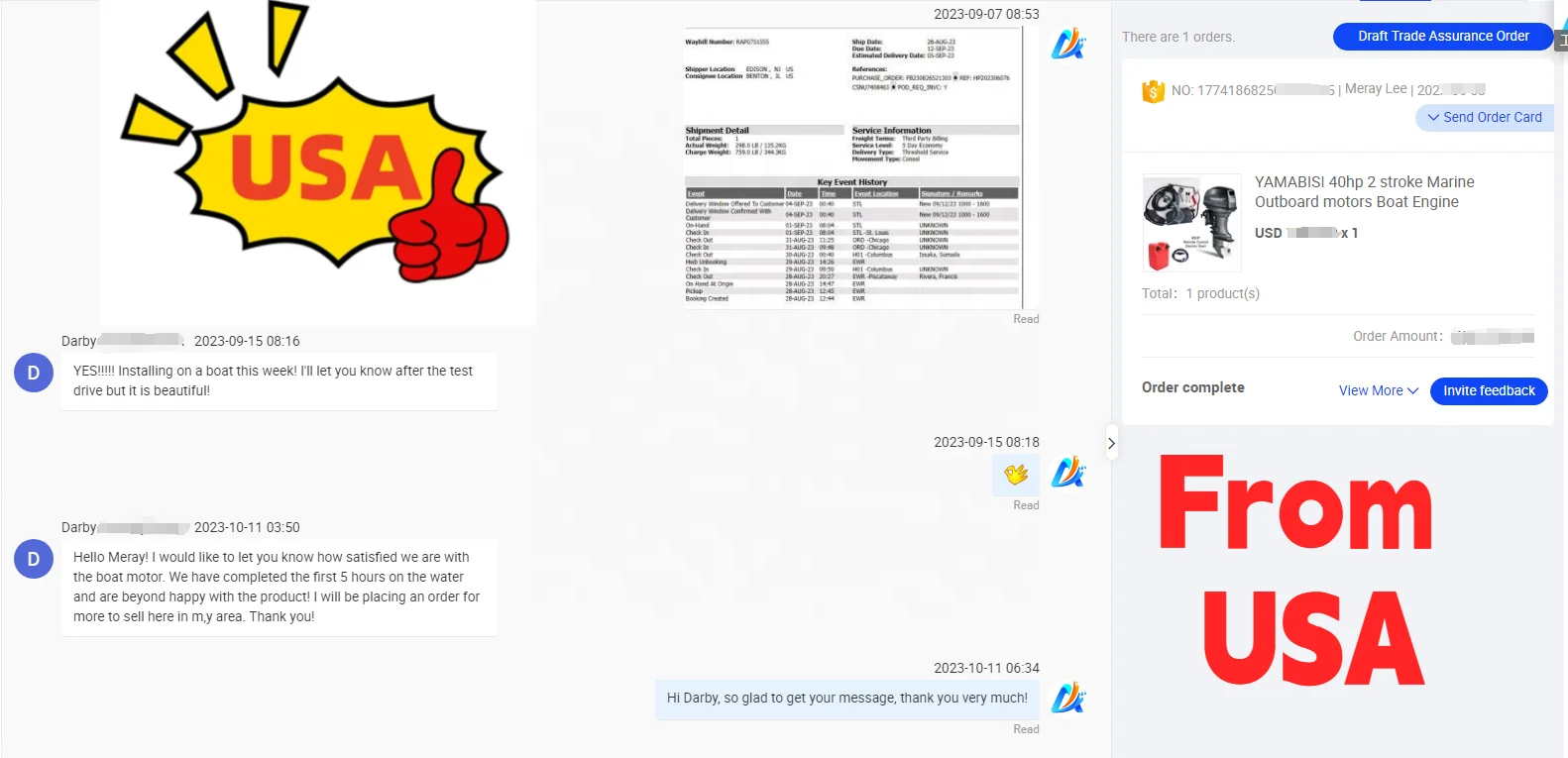 50KM/H Steering wheel use remote control 40HP Outboard Boat Motors Outboards Motors For Sale