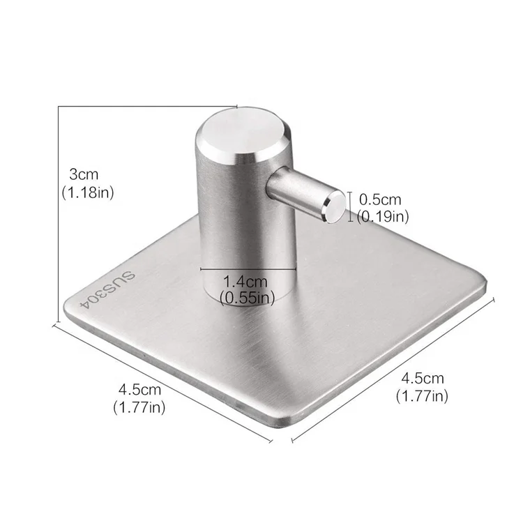 HF Stainless Steel Bathroom Self-adhesive Wall Coat Hangers Towel Robe Hooks for Clothes