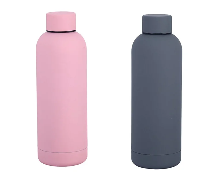 304 stainless steel large capacity double wall rubber paint water bottle 16oz sports water bottle