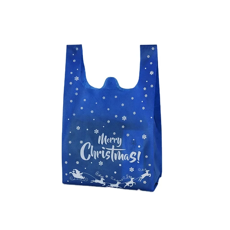 Christmas Non Woven ECO Recyclable Supermarket Shopping Spun Bond Bag Packaging Promotional t Shirt Vest