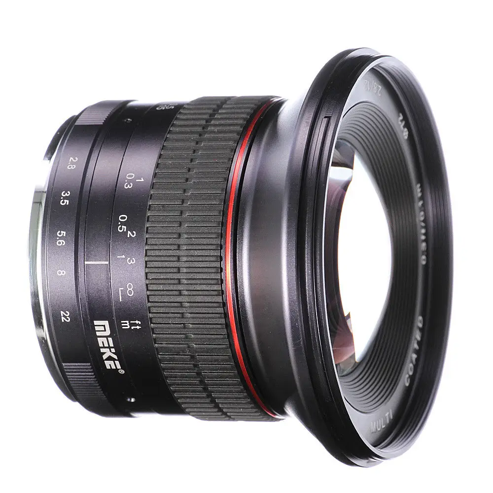 MEKE 12mm F2.8 Ultra Wide Angle Fixed camera Lens with Removeable Hood for Canon EOS NEX FX M43 mount Lens Camera