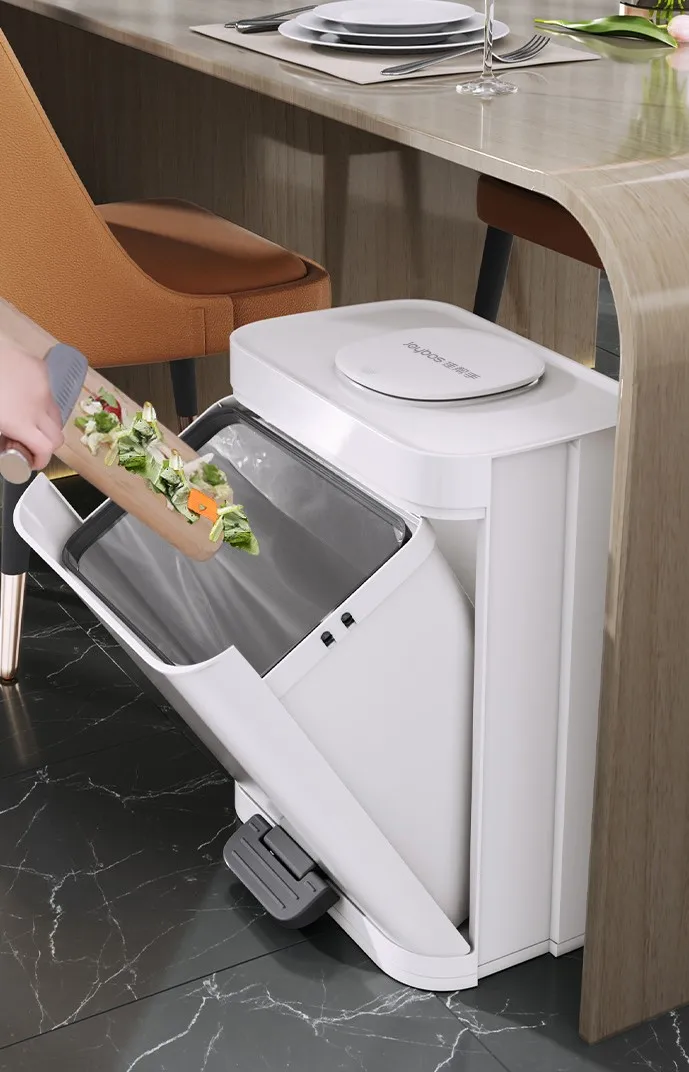 waste bin round stainless steel pedal trash can Plastic Kitchen Can With Press Type Lid Large Capacity Pedal Waste Bin