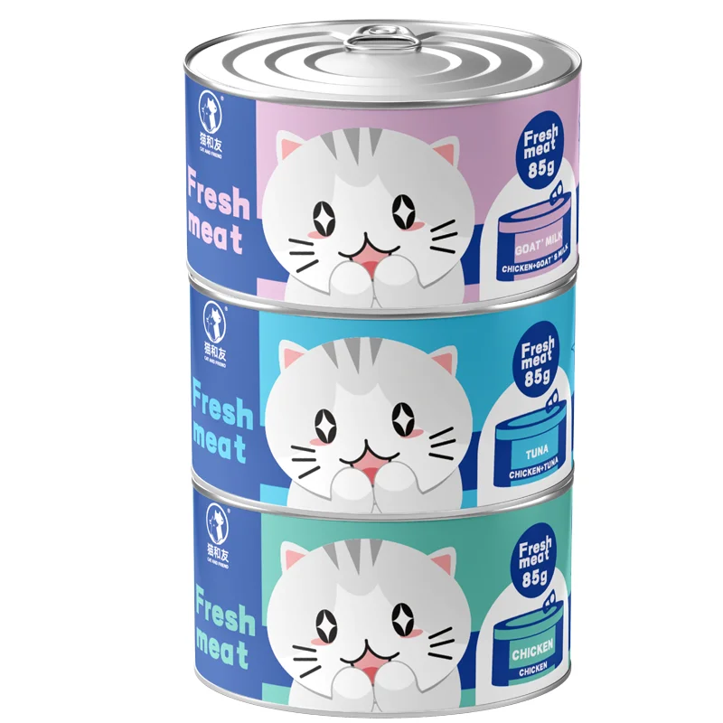 OEM Wholesale Factory 170g 375g 430g Cat Canned meats Pet Cans Salmon Chicken Tuna Beef Cat Wet Food For cat