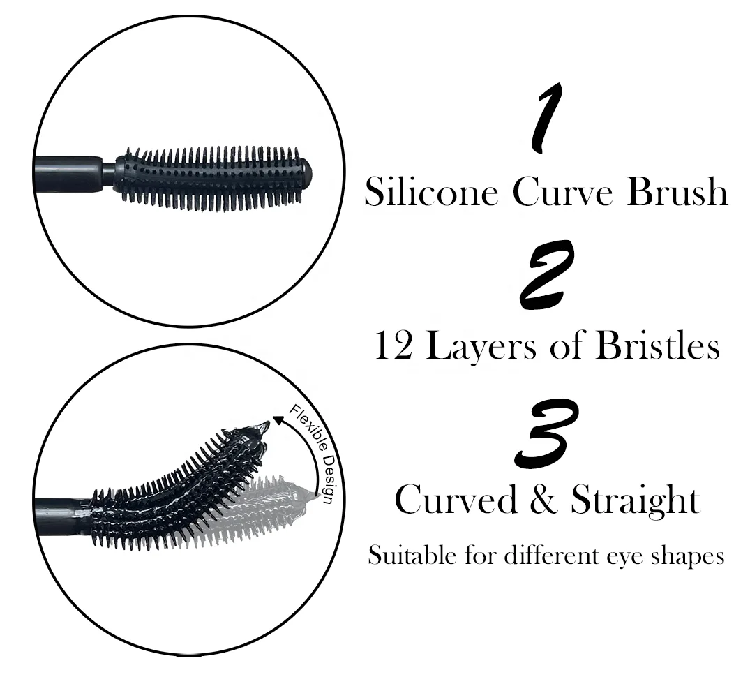 COEOVO Custom Logo Silicone Thick Slender Brush Long Lasting 3D 4D Waterproof Private Label Mascara