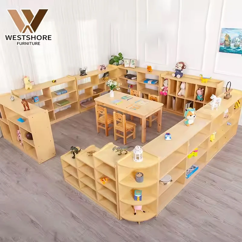 Детский сад мебель для дошкольного возраста планировка шкафчики Монтессори принадлежности хранения малышей шкаф игрушки столы стулья