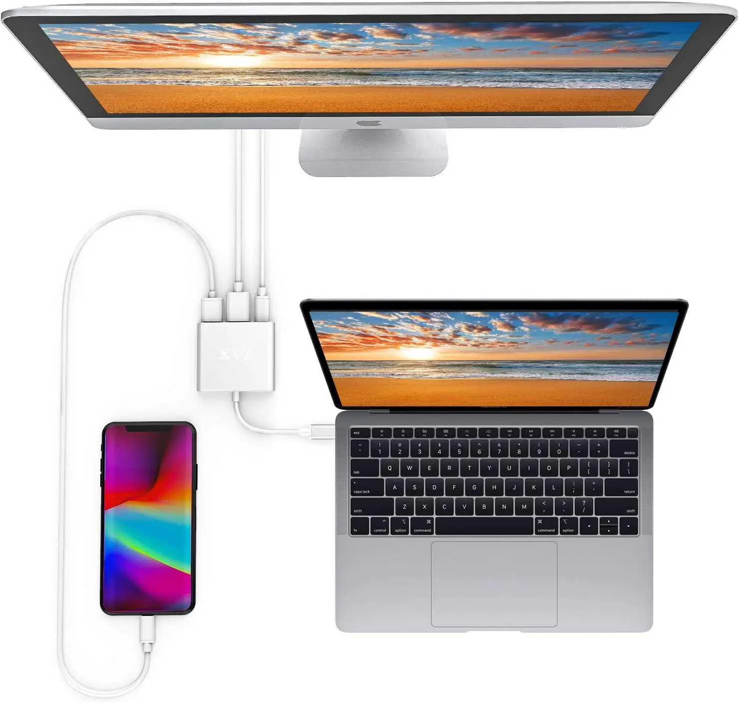 4K Type C to HDMI USB 3.0 USB-C Adapter Cable 3 in 1 Converter for Macbook Pro Computer Tablet PC Laptop Nintendo Switch