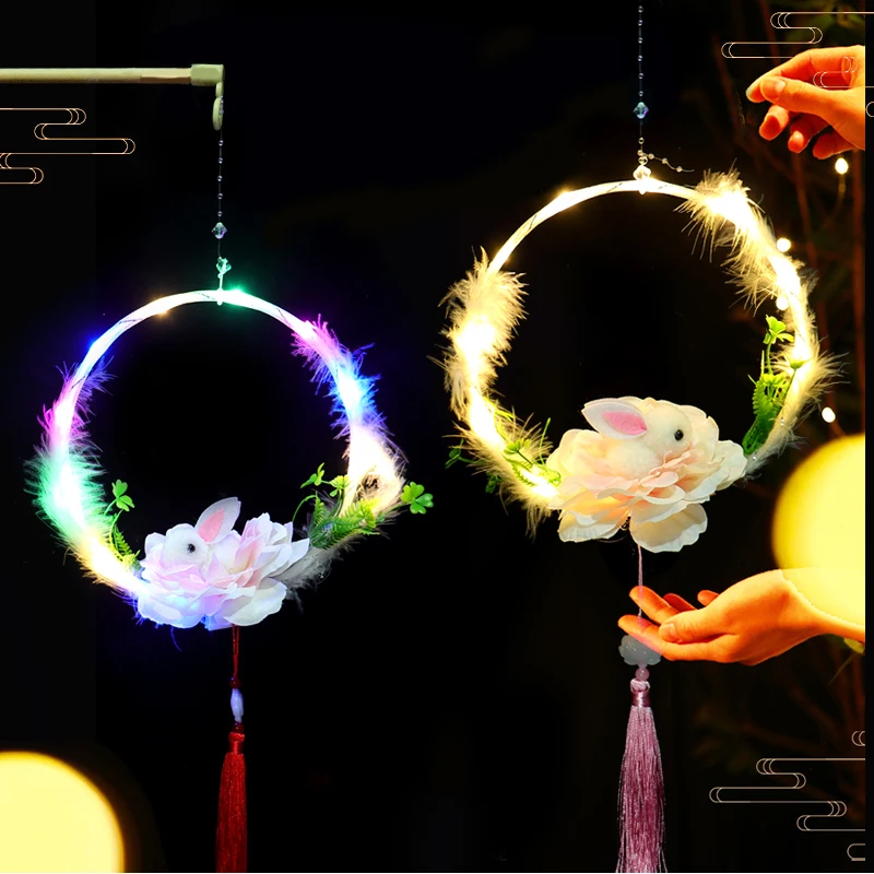 Cute Rabbit lantern with feather Light-up New 2023 toys gifts for children from manufacture wholesale led flashing