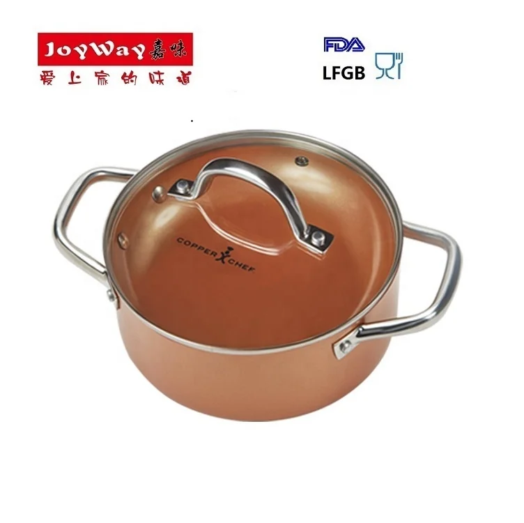 10 Pieces Copper Color Aluminium Casserole Cooker Non-Stick Copper Pan Cookware Set