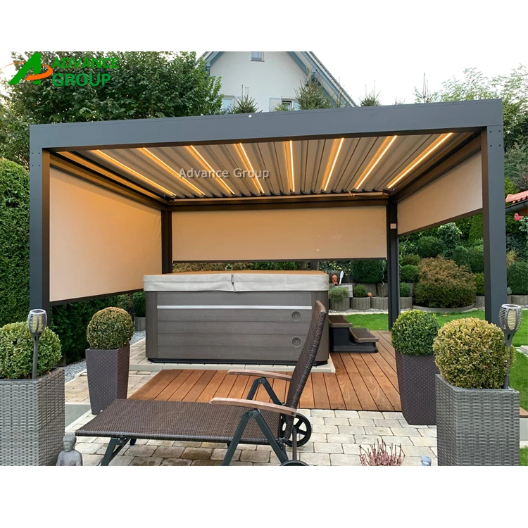 automatic adjustable roof retractable sliding and folding waterproof aluminum pergola outdoor