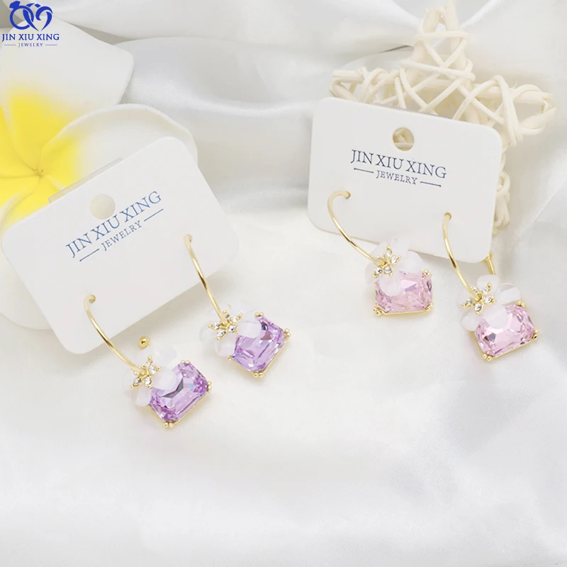 JXX HB-152A Ladies Sweet Big Zircon Diamond With Flower Stud Earrings 925 Silver 18 Plated Earrings for Gift for Party
