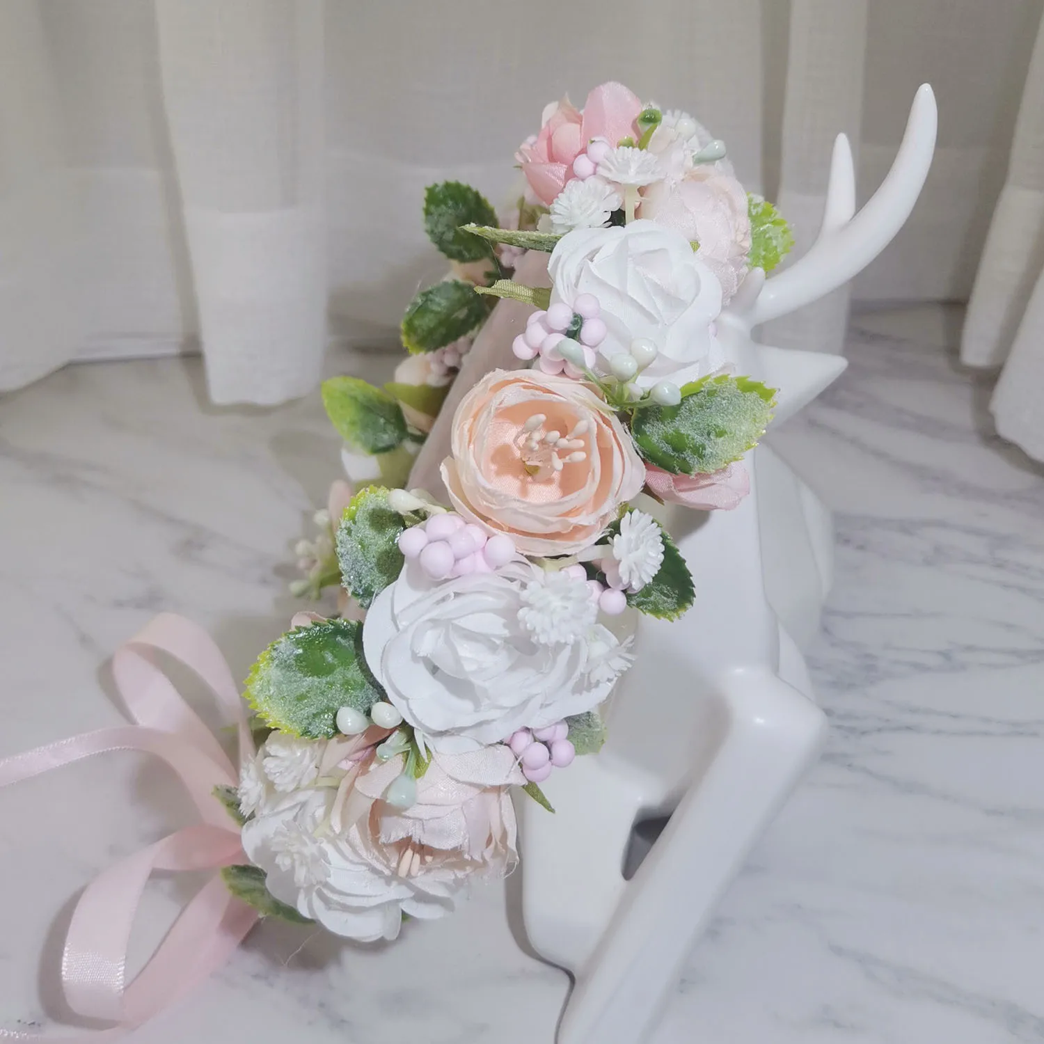 Wedding Tiaras Bride Tiara Artificial Flower Headband And Crowns Hair Accessories Flower Girls Flower Crown Headdress Hairband