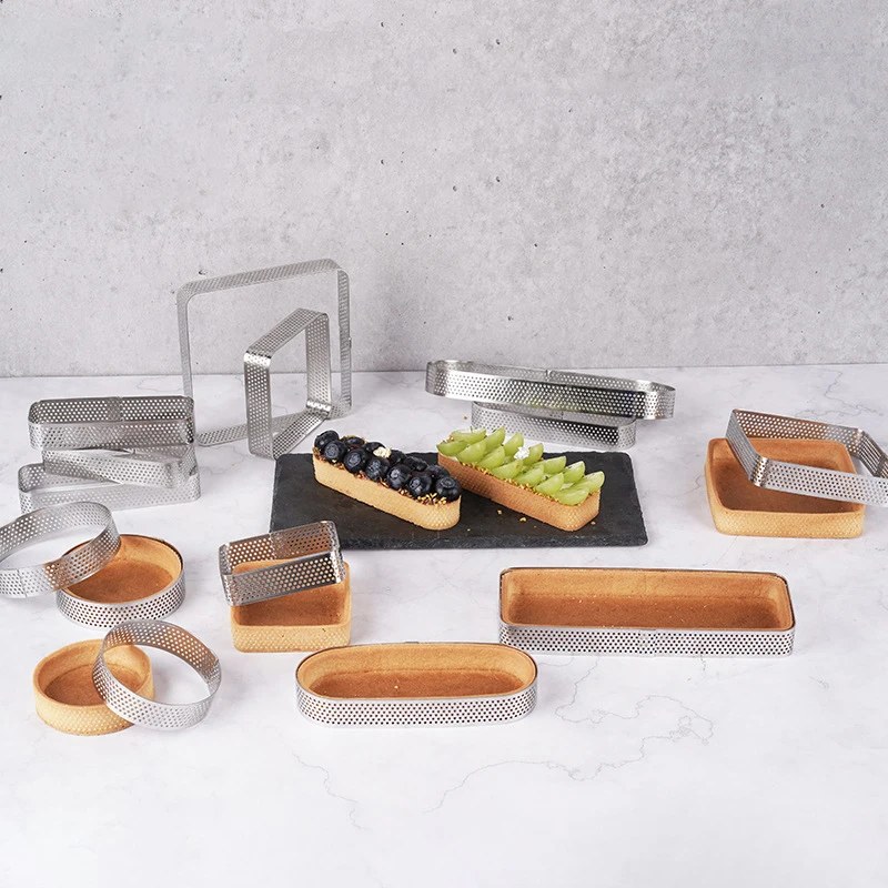304 Stainless Steel Multi Size Oval Mousse Rings Perforated Tart Mousse-Tortenring Pastry Baking Tools And Equipment