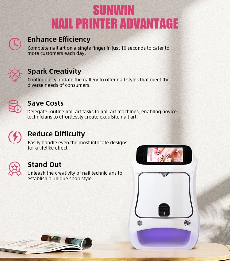 Newest Portable Automatic Finger DIY Mobile Art Nail Printer Nails Print 3d Digital Art Nails Pictures Printing Machine Price