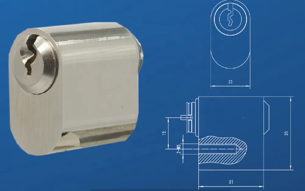 High Quality  Satin Chrome black 31mm Solid Brass Big Oval Half Lock Cylinder Northern Europe