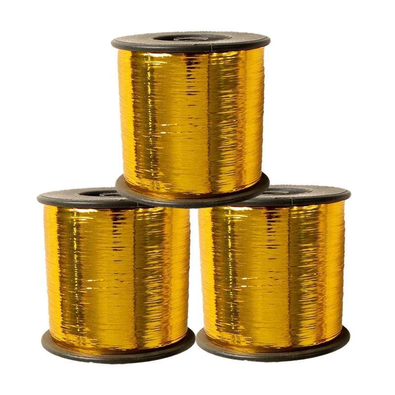 Rainbow Lurex Metallic Yarn Thread Hilo 1/32  M Type Pure Gold Metallic Yarn For Embroidery