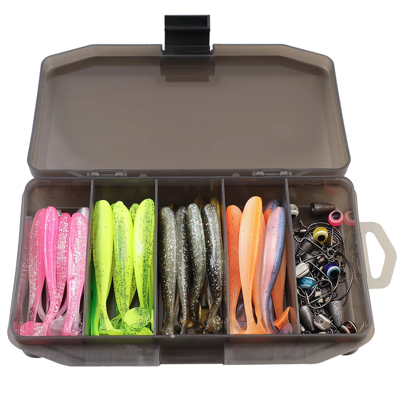 Palmer 76pcs texas rig fishing lures kit soft fishing lures set box crank hook sinker bait set with jig head