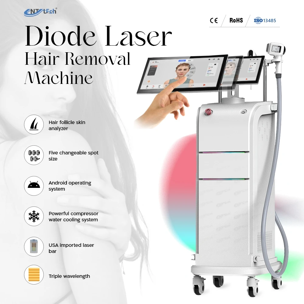 OEM 2 in 1 1200w diode laser 4 wavelengths 755nm 808nm 1064nm diode laser hair removal machine price