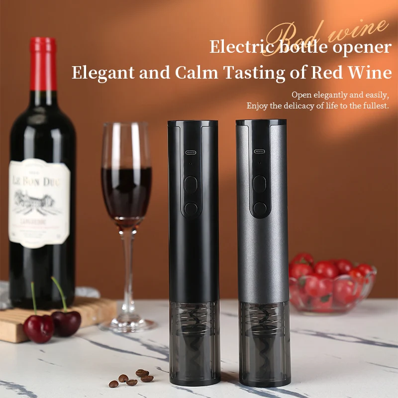 Electric Wine Bottle Opener with Automatic Corkscrew Feature Mini Stainless Steel Kitchen Tool Customizable Small Size