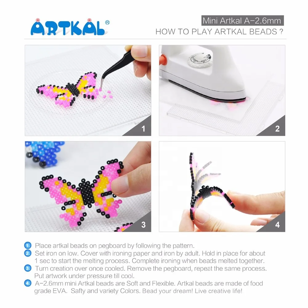 Hot selling Diy Toys For Children 1000P 5mm Artkal Perler Fuse Beads Multicolor 200+ Colors Perler  Iron Beads Hottest Sell