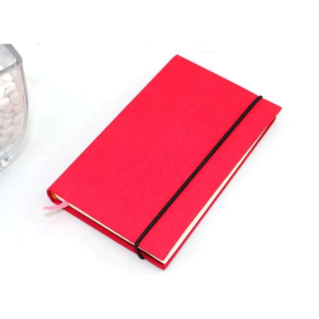 Custom Printed Journal Red Fabric Covered Journals A4 A5 A6 Custom Notebook with Elastic Band