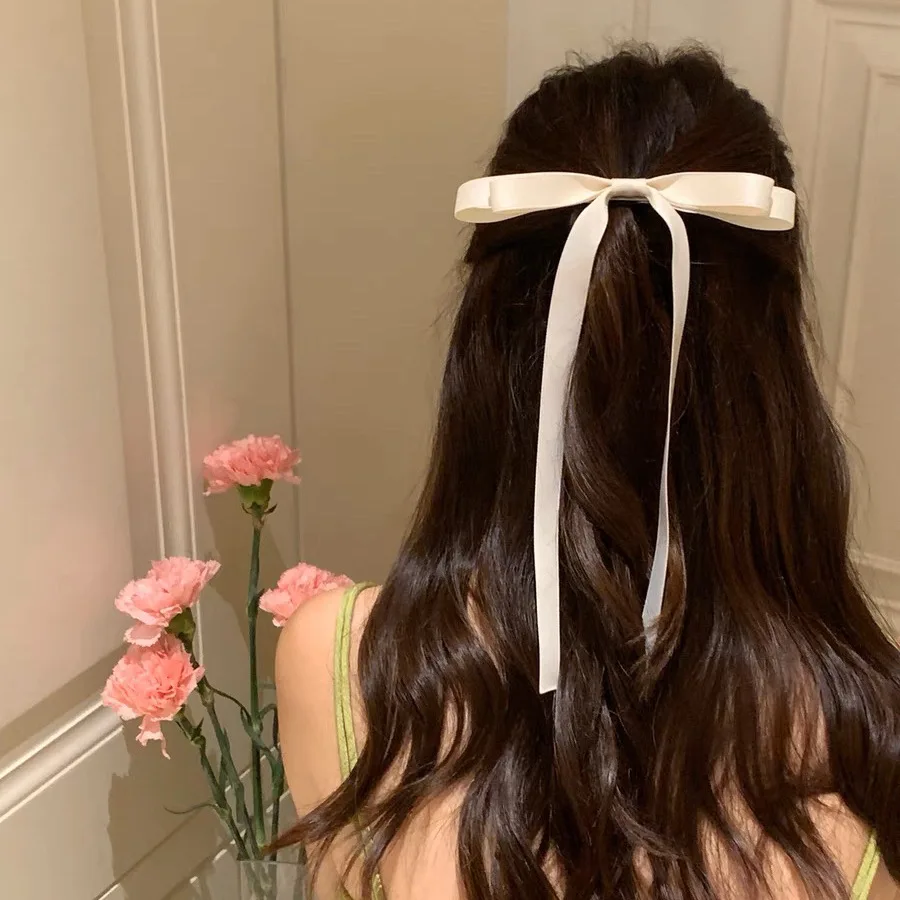 Tassel Ribbon Bowknot Hair Clips with Long Tail Hair barrettes for Women
