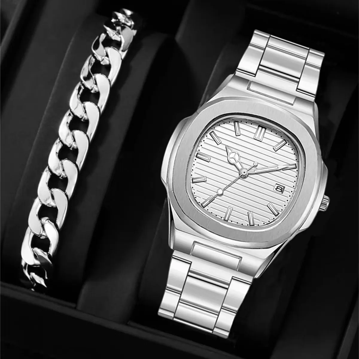 Hot Business Calendar Stainless Steel Quartz Watches For Men Waterproof Luxury Watch Ultra-thin