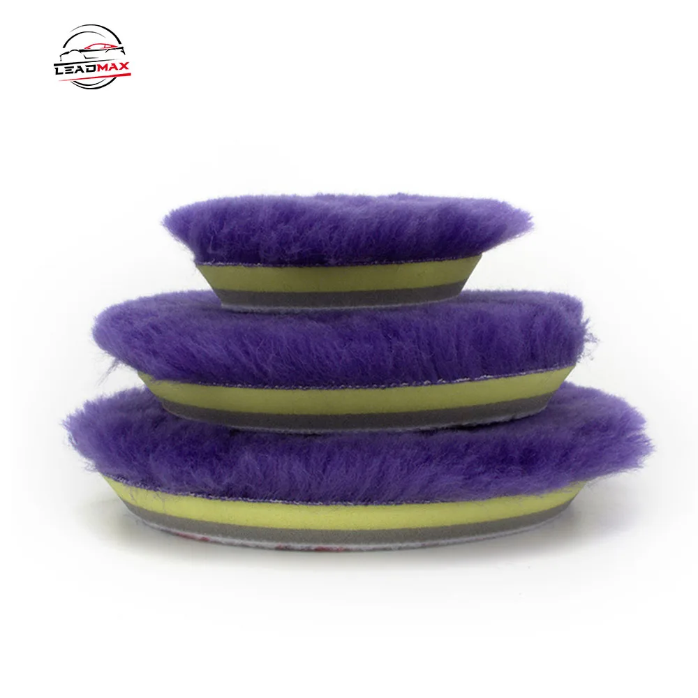 LEADMAX Natural Wool Polishing Pad 5 Inch Car Blue Wool Pad Australian Wool Polishing Pad Wholesale Agent