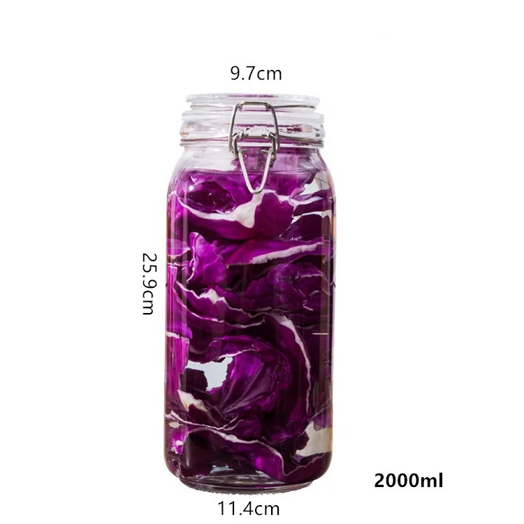 
Best 2L Large Storage Airtight Seal Lock Lid Glass Jar for Kitchen 