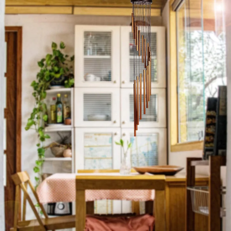 Golden Spiral Shape Sympathy 35 Inch Metal 18 Tube Decor Wind Bell Chimes For Family