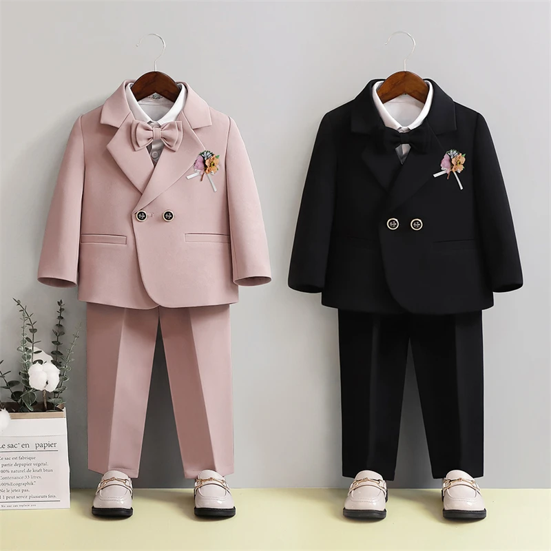 2023 Latest Children Gentleman Blazer Suit Kids Birthday Party Stage Host Wear Clothes Sets Flower Boys Wedding Suits