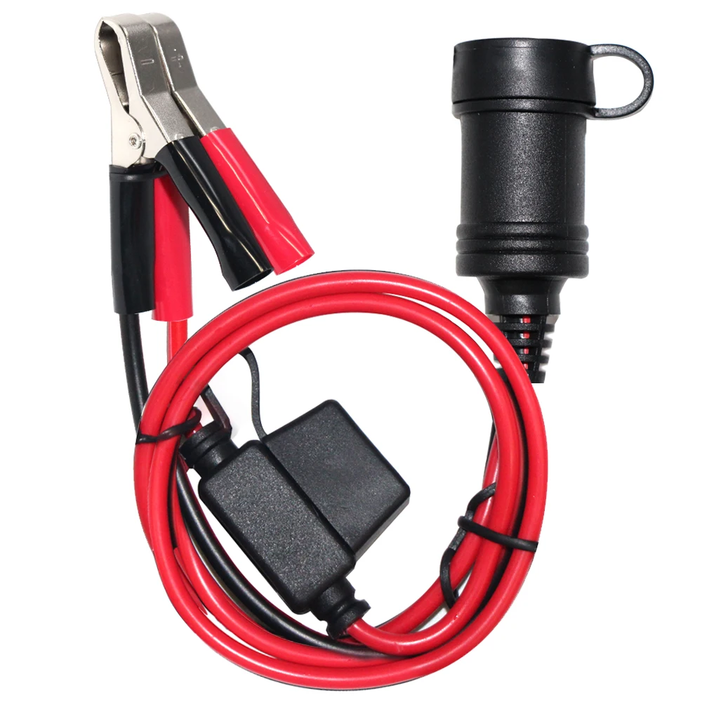 4FT Cigarette Lighter Adapter Clamp With Pig Tails To Alligator Clips Battery Car Female Extension Cord 14awg 12 Volt