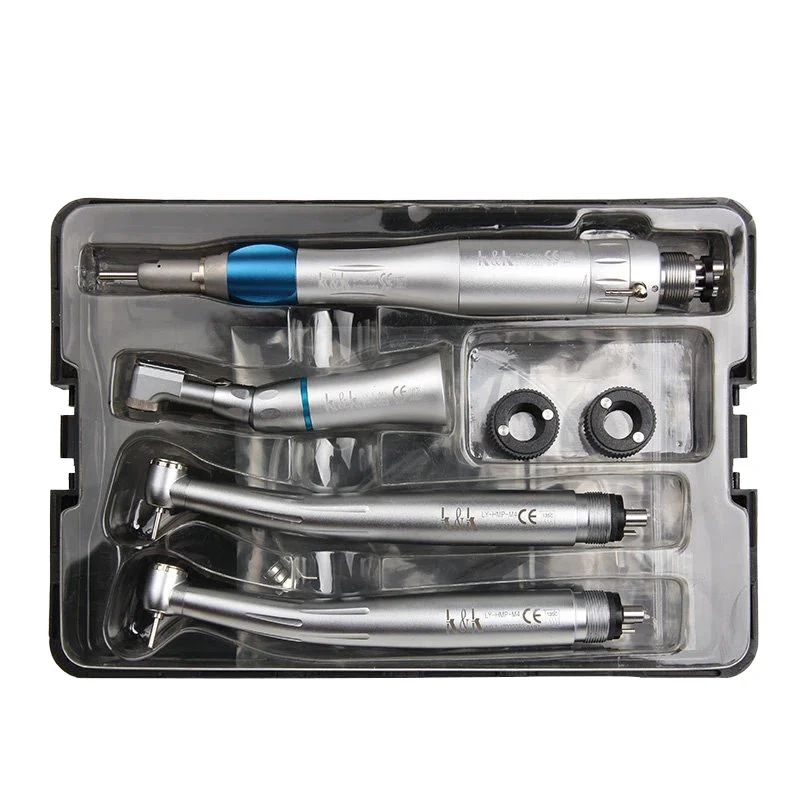 Dental High-speed Handpiece Kit Contra Angle Electric & Manual Turbine Power Source Made of Steel & Metal with Low Straight CE