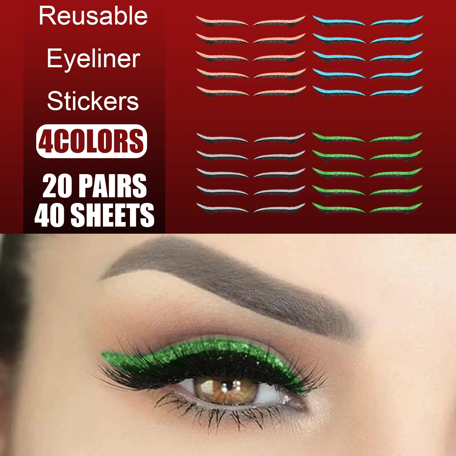 2023 new double eyelids shiny silver eyeliner patch double eyelids patch eye makeup big eyes