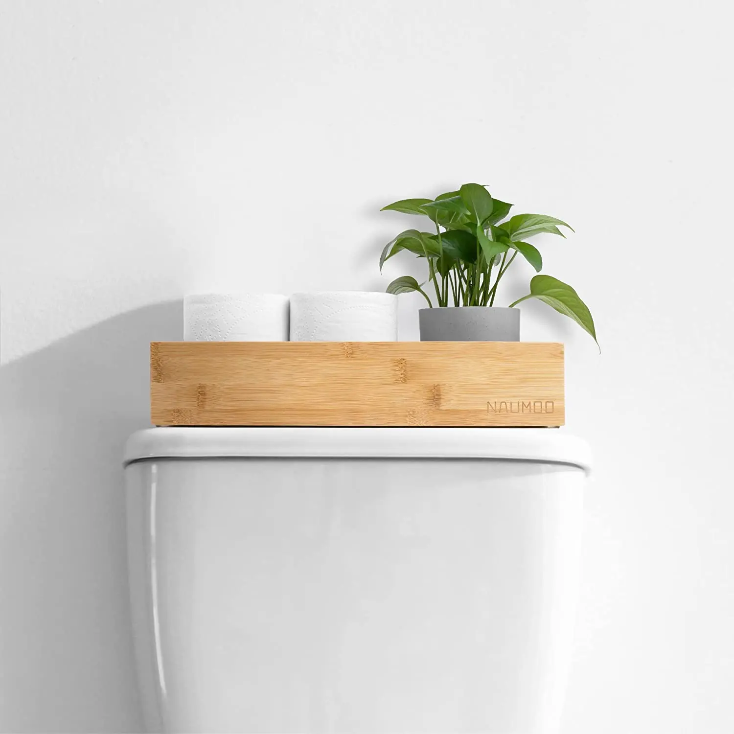 Bamboo Wooden Bath Counter Bathroom Accessories Peach-Themed Vanity Tray Toilet Tanks Organizer Toilet Paper Basket Box Storage
