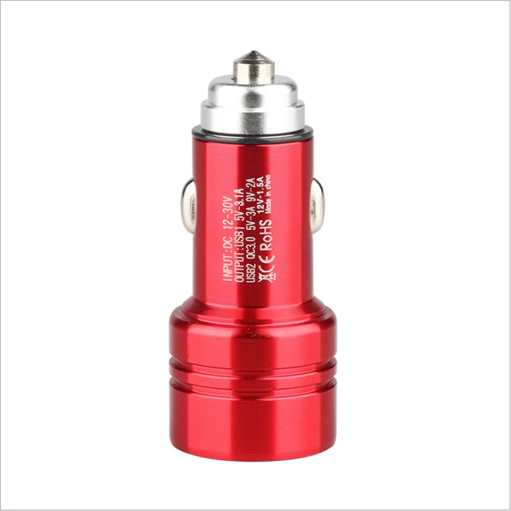 
The new car charger aluminum alloy is mobile phone car charger QC3.0 quick charge double USB gift custom LOGO 