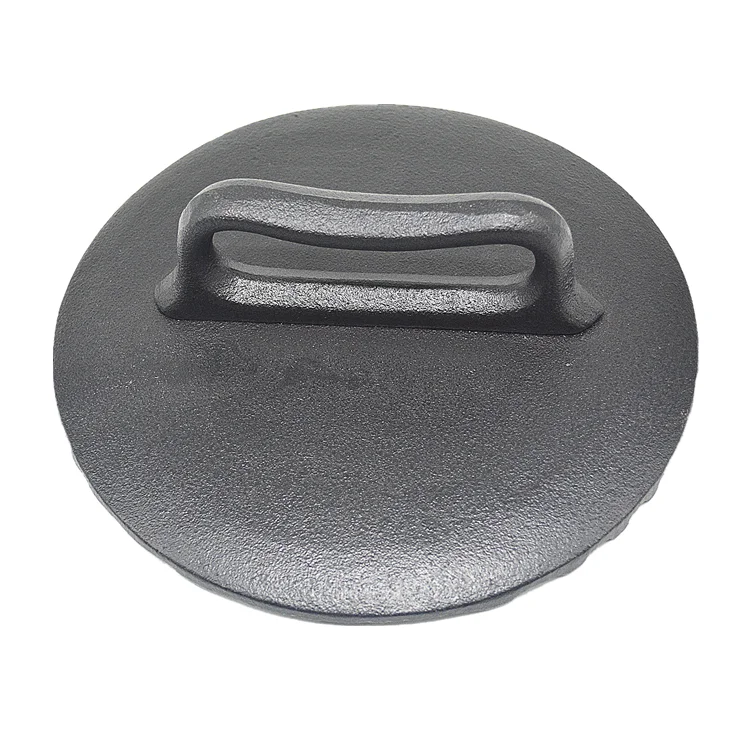 23cm hot sale bacon cooking round shape pre-seasoned cast iron grill sandwich press with handle