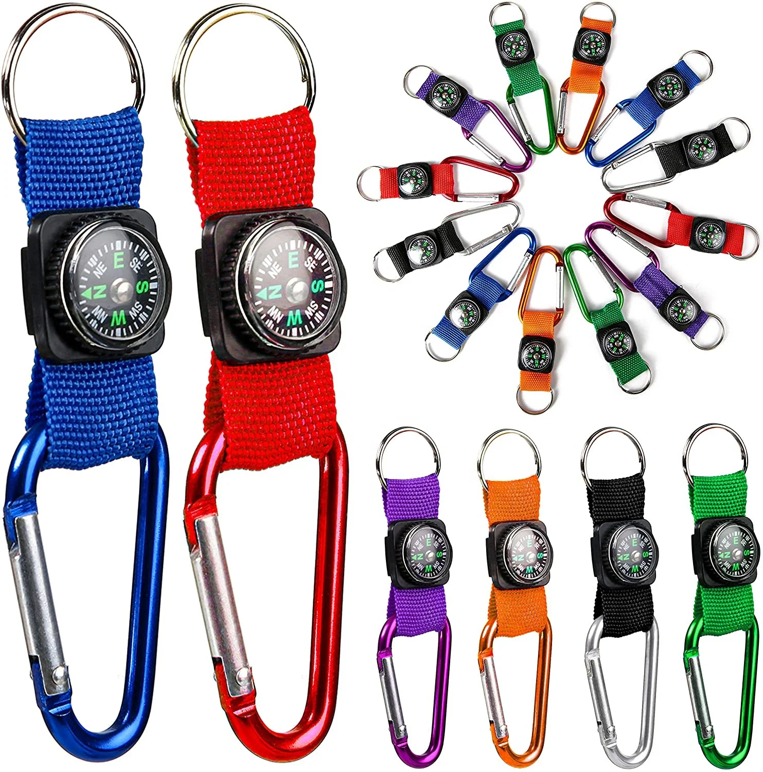 outdoor activities no moq ready to ship attached to aluminum alloy carabiner keychains compass strap