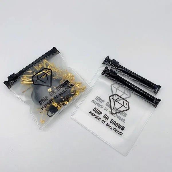 Пользовательский маленький перерабатываемый пластиковый прозрачный пакет из ПВХ на молнии для косметики, ювелирных украшений, колец, упаковочный пакет с застежкой-молнией